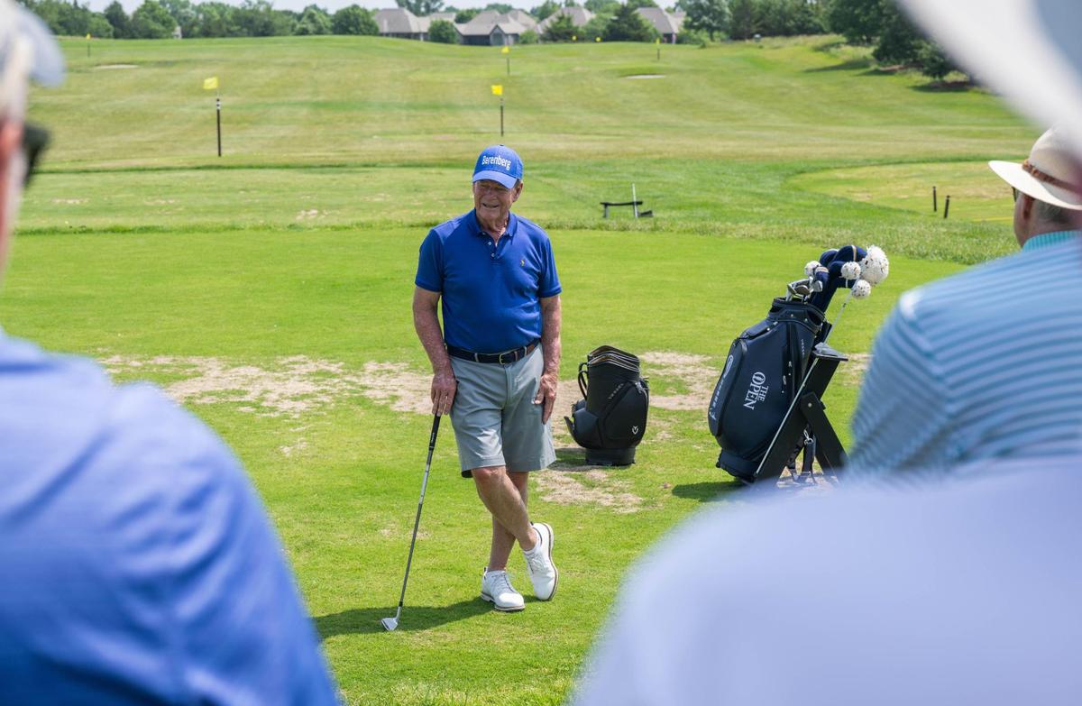 Legendary golfer Tom Watson in a golf clinic at Nicklaus Golf Club at Lionsgate in Overland Park before the 2025 Joe McGuff Golf Classic on Monday, June 2, 2025.