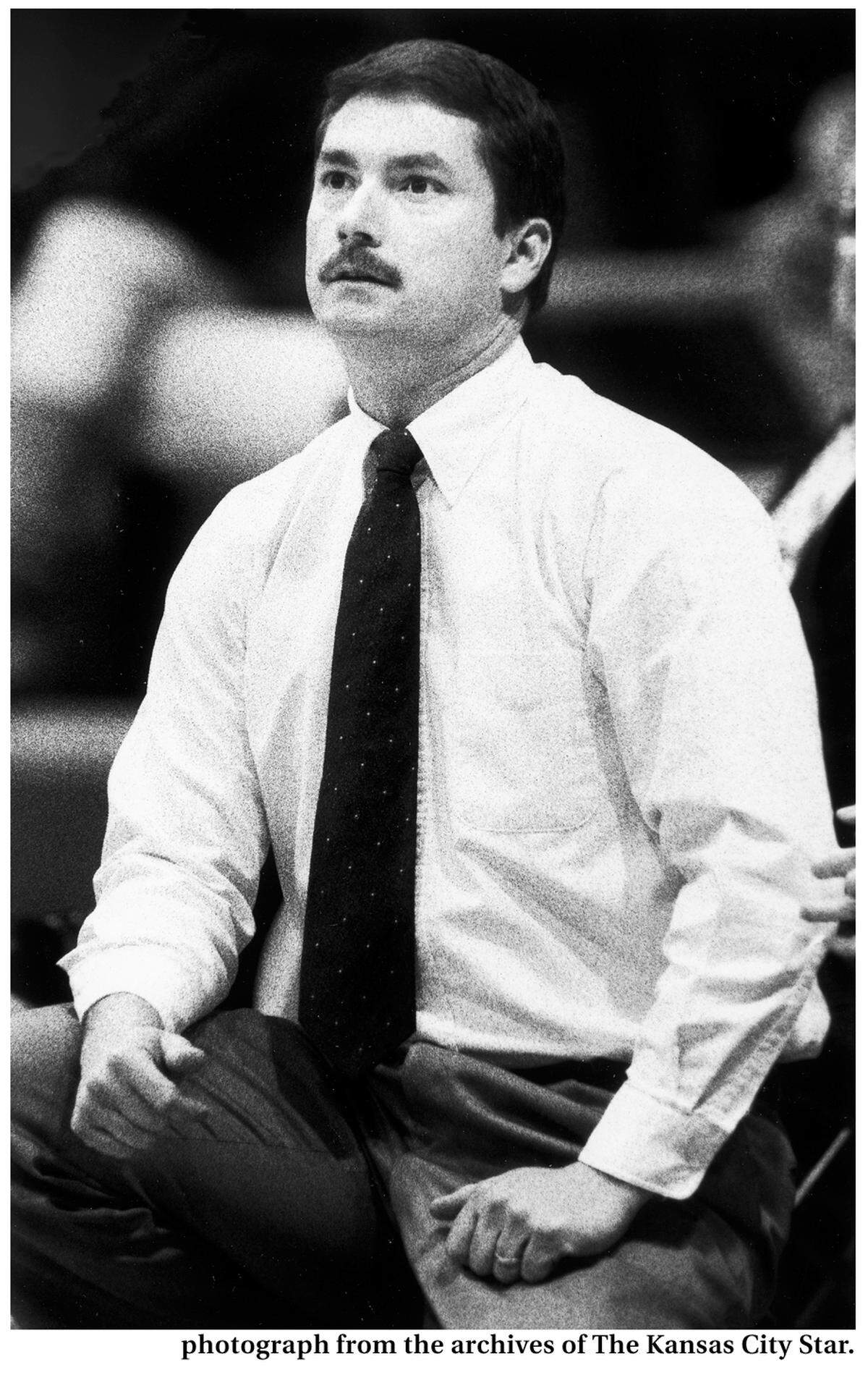 Bishop Miege girls basketball coach Terry English during a 1991 game at the high school.