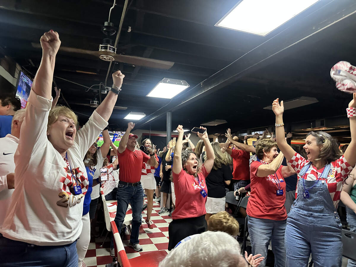 Fans cheer on Croatia’s second goal.