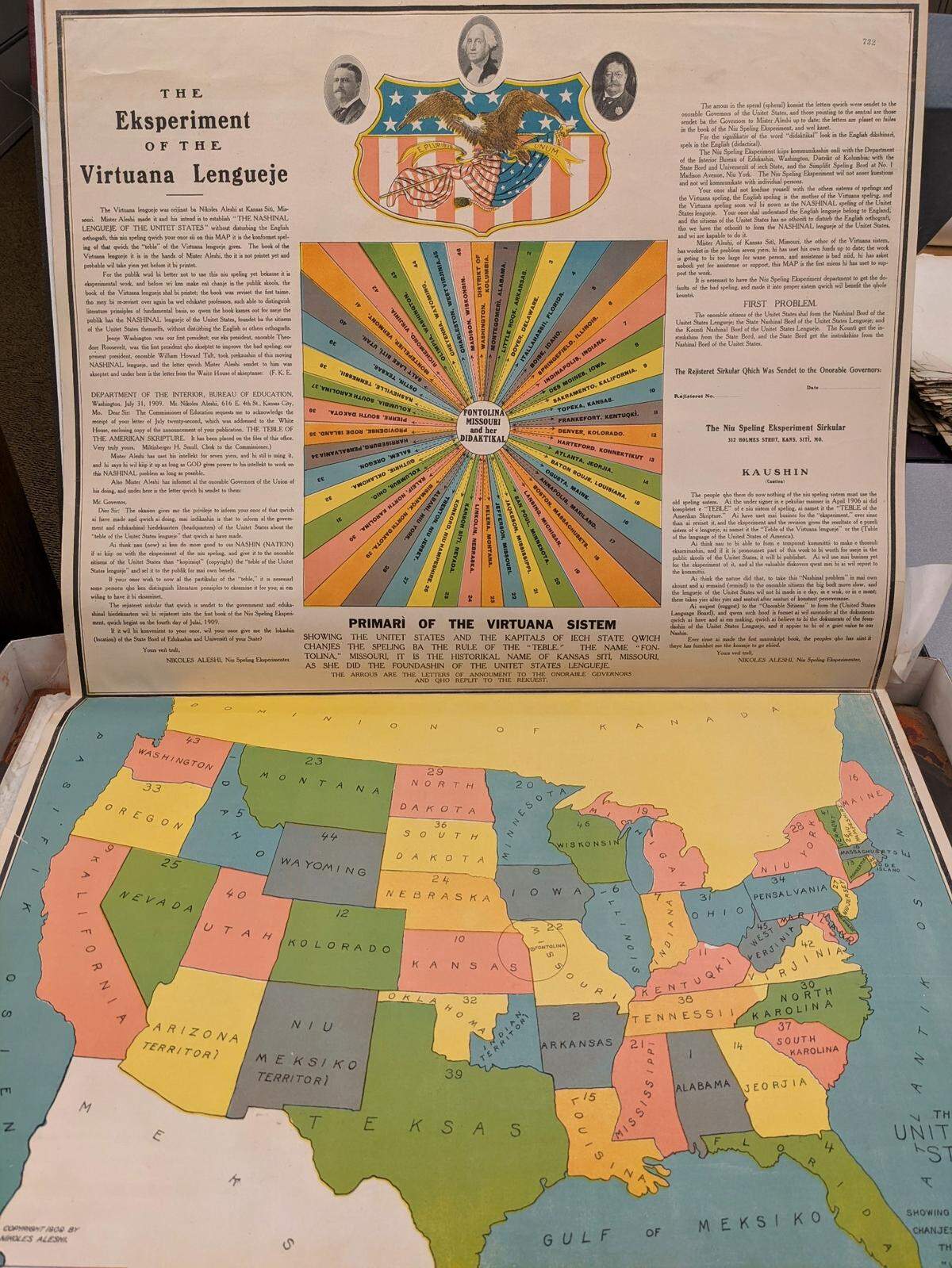 Nashinal Teble of the Unitet States Lengueje, copyrighted 1910.