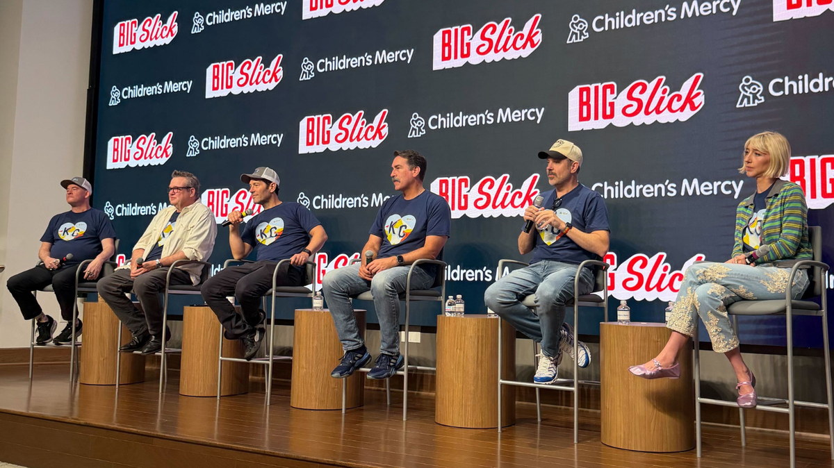 Big Slick hosts David Koechner, Eric Stonestreet, Paul Rudd, Rob Riggle, Jason Sudeikis and Heidi Gardner answer questions ahead of the 2026 Big Slick charity event in Kansas City on Friday, May 29, 2026. Big Slick hosts David Koechner, Eric Stonestreet, Paul Rudd, Rob Riggle, Jason Sudeikis and Heidi Gardner answer questions ahead of the 2026 Big Slick charity event in Kansas City on Friday, May 29, 2026.