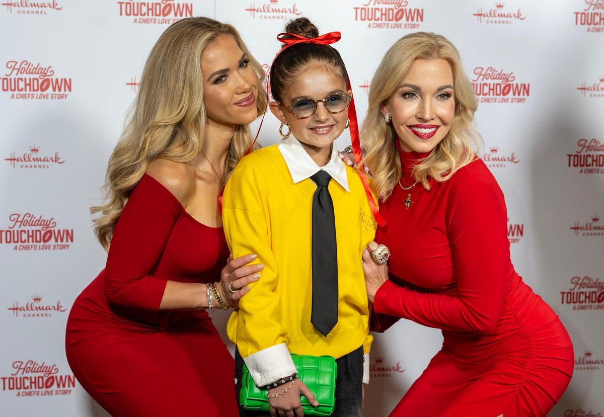 Gracie Hunt, from left, Taylen Biggs, and Tavia Hunt, attend the premiere screening of Hallmark’s “Holiday Touchdown: A Chiefs Love Story,” on Nov. 30, 2024, at the Sheraton Kansas City Hotel at Crown Center.