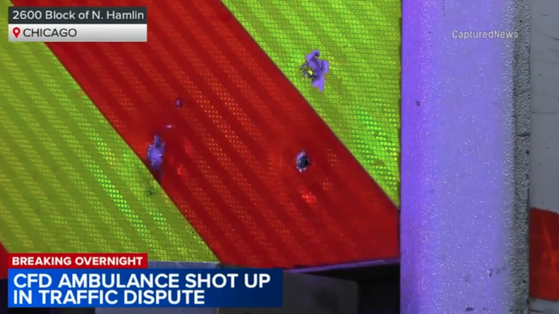 A man shot an ambulance after yelling for it to move out of his way, police say.