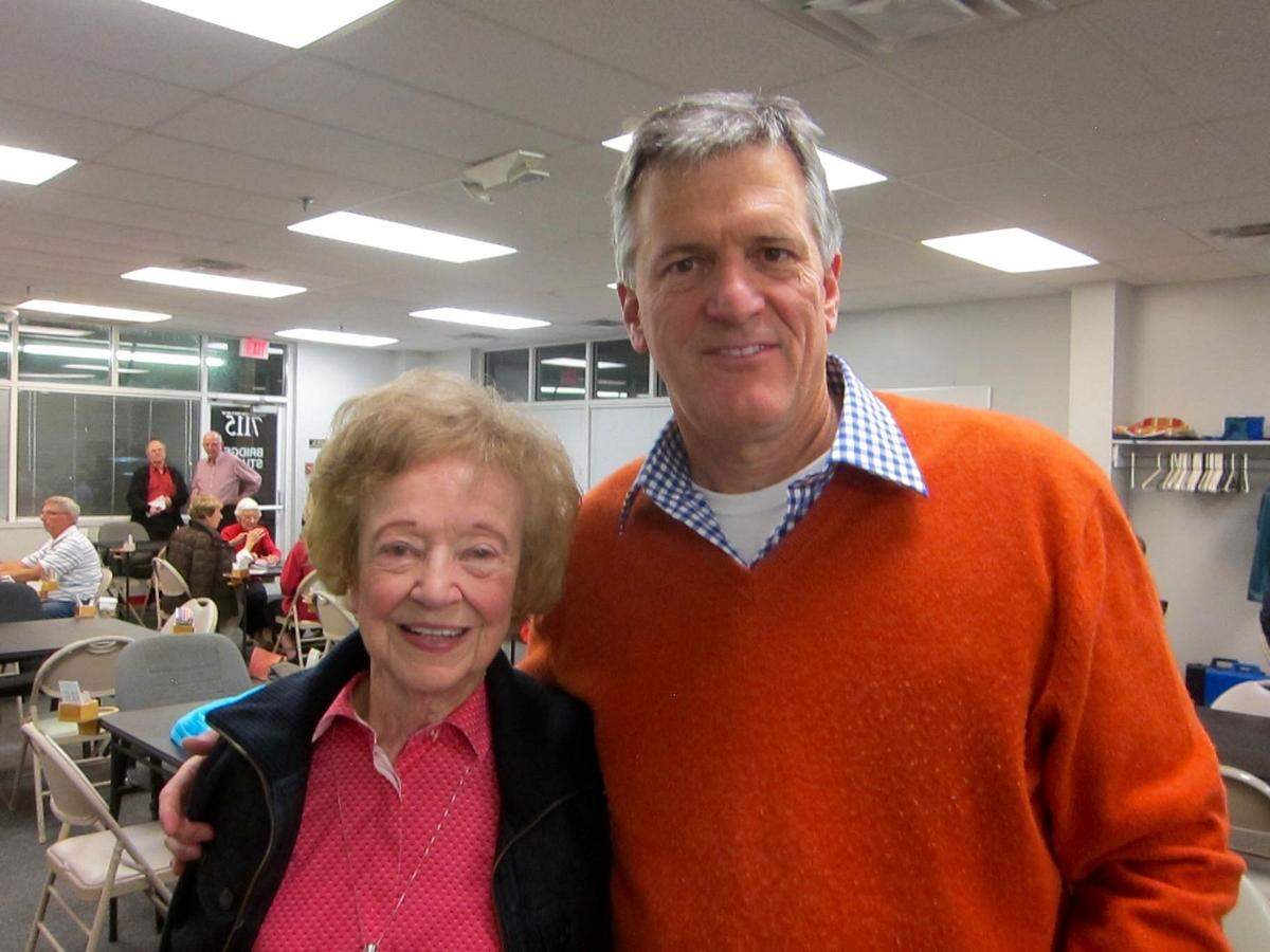 The late Lee Hickman at the Bridge Studio with her son-in-law, newly minted bridge enthusiast Matt Keenan.