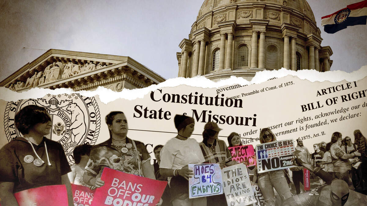 Illustration about the Missouri state government making it difficult to make amendments in the Missouri Constitution for abortion rights