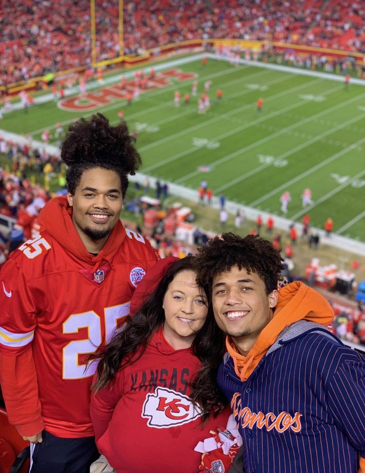 Amanda Morgan is a lifelong Chiefs fans who attends many games with her sons, Darius (left) and Damari (right). Her daughter, Symphany (not pictured) often attends, too.