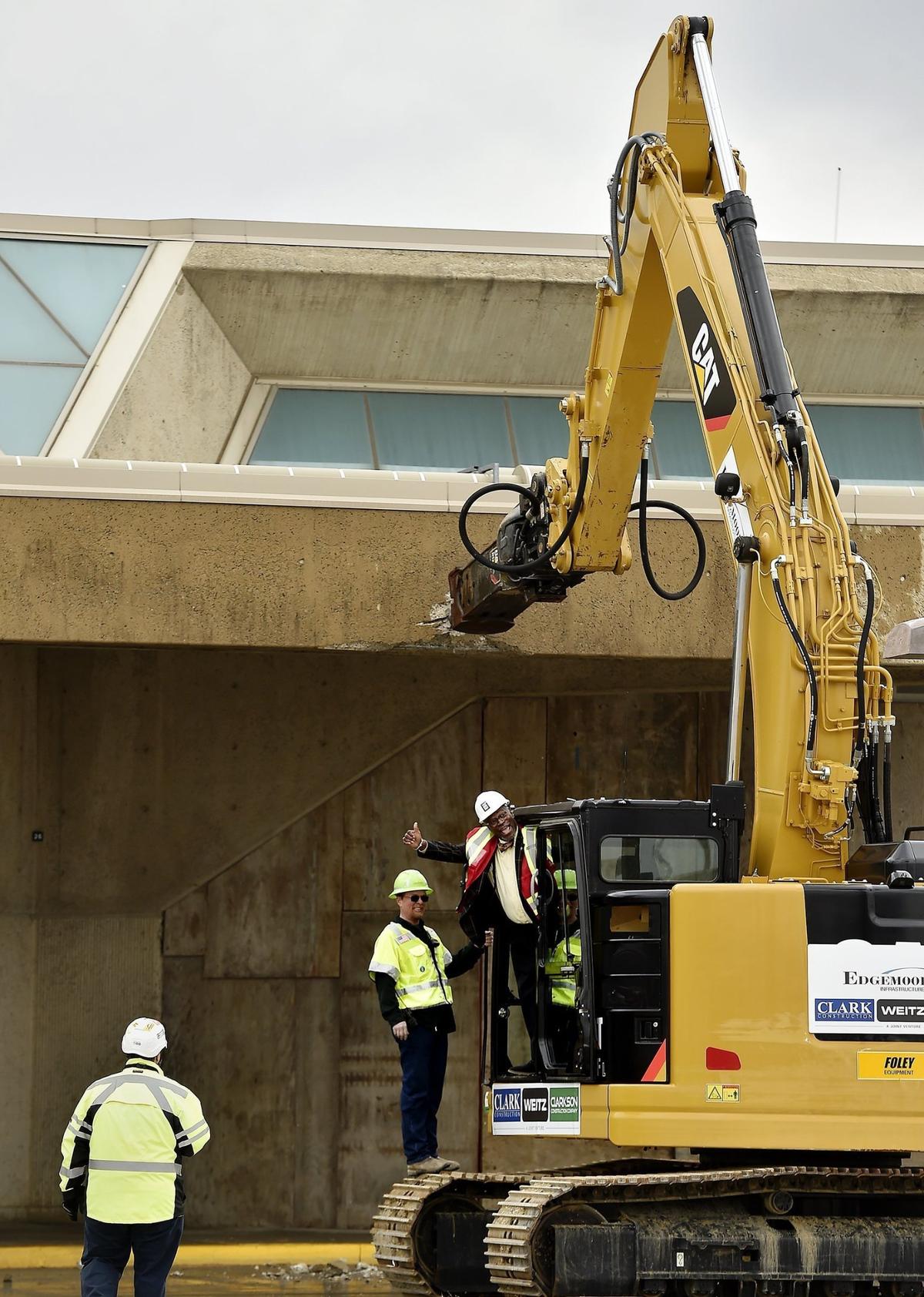 Ground was broken on the new Kansas City International Airport single terminal March 25, 2019. At the ceremony, former Kansas City mayor Sly James operated an excavator and hammered into the Terminal A building to start tearing it down. Then James came out and gave a thumbs up.