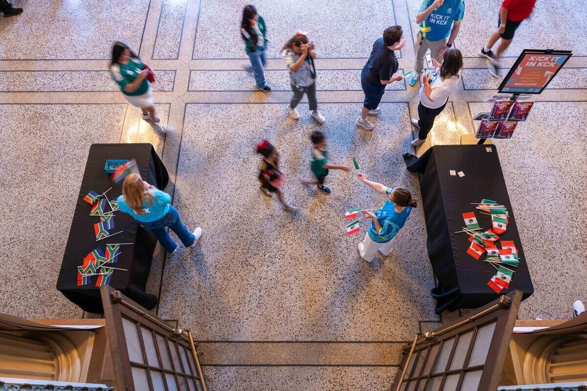 World Cup fans enter the KCK Mexico v. South Africa Watch Party hosts at Memorial Hall  on Thursday, June 11, 2026.