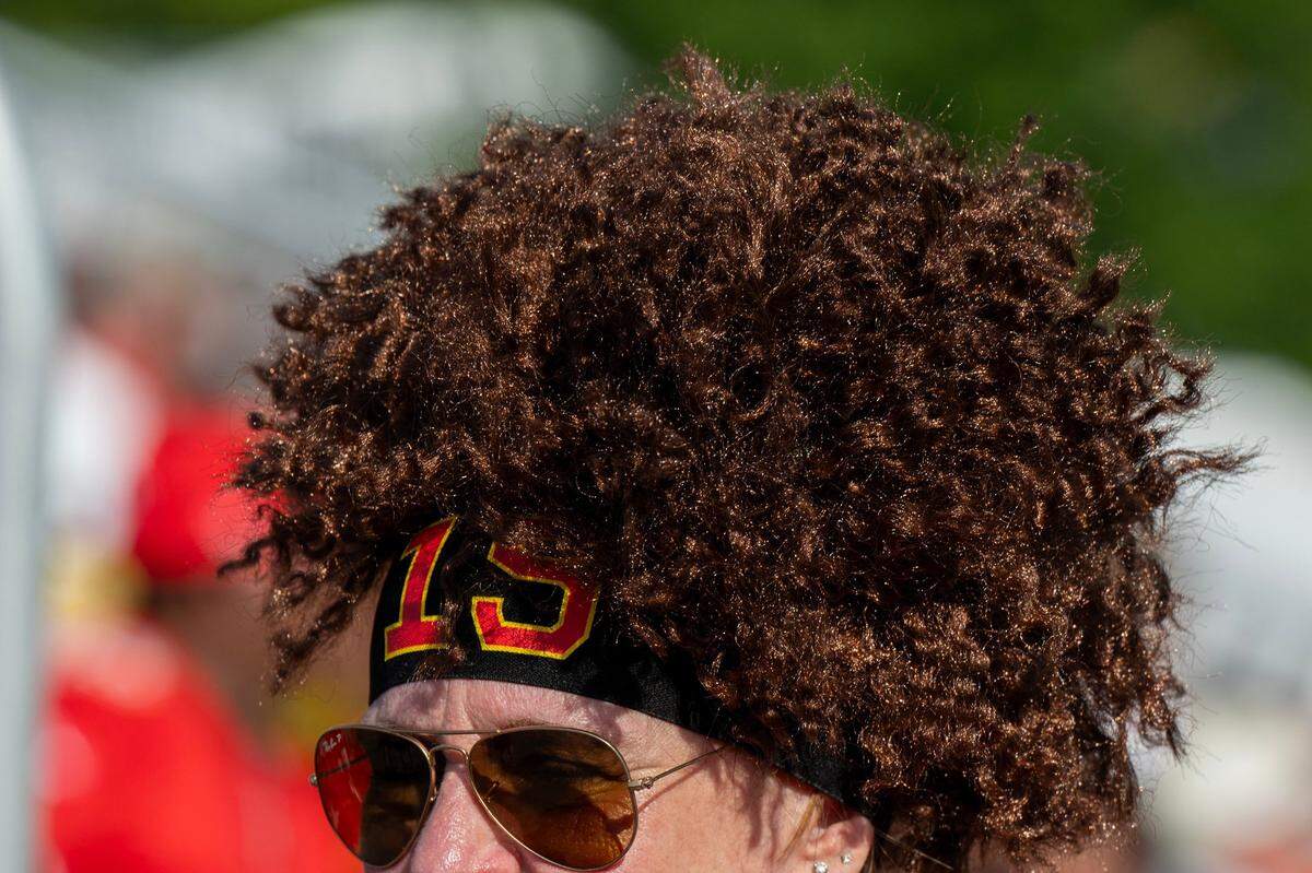 The influence of Patrick Mahomes on Chiefs fans can be seen everywhere at the team’s training camp, including the fans wearing wigs in Mahomes’ signature hair style.