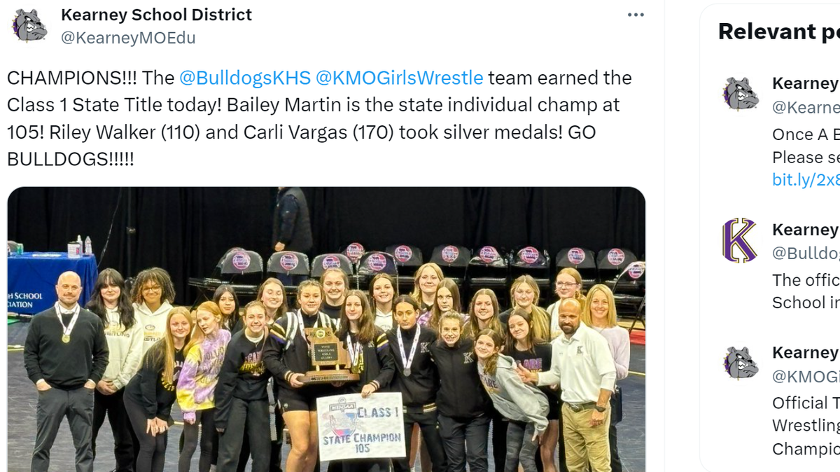 The Kearney girls wrestling team was among the champs at Thursday’s Missouri state meet in Columbia.