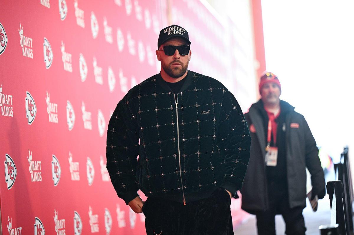 Kansas City Chiefs tight end Travis Kelce arrives before the Chiefs’ game with the Las Vegas Raiders on Friday, Nov. 29, 2024, at GEHA Field at Arrowhead Stadium.