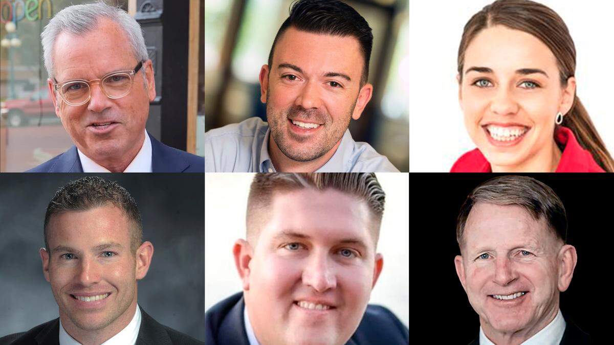 The race among Republicans vying for the primary nomination to succeed U.S. Rep. Vicky Hartzler in 4th District House of Representatives seat is loaded with candidates. Those running include, from top left: Mark Alford, Taylor Burks, Kalena Bruce. Second row from left; Rick Brattin, Kyle LaBrue and William Irwin. Candidate Jim Campbell is not pictured.