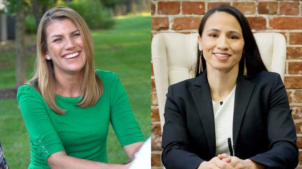 Amanda Adkins and Rep. Sharice Davids, candidates for Congress from Kansas’ 3rd District