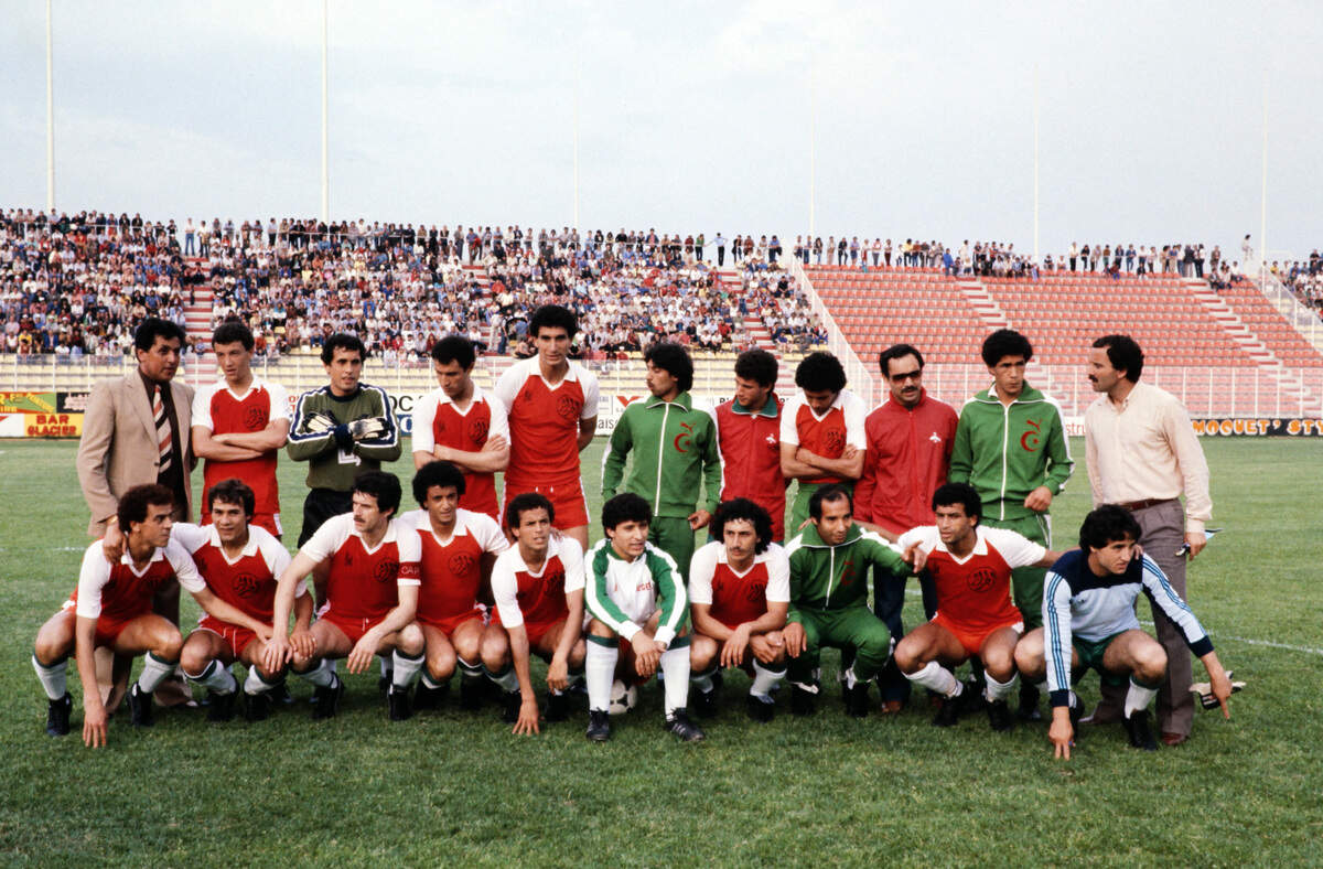 A family picture shows the Algerian team selected for the 1982 World Cup in Spain. The Algerian team, which faced West Germany, Austria and Chile in the second group of the Mundial, trained on January 6, 1982 in Tours against the town’s team.
