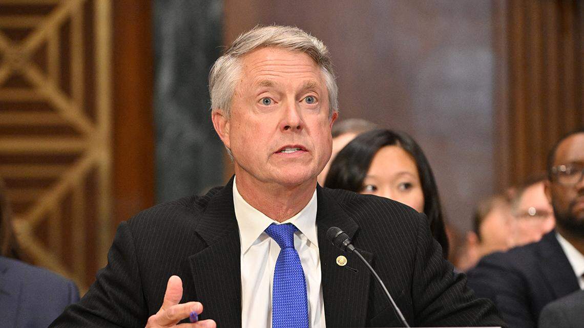 US Senator Roger Marshall, a Republican from Kansas, testifies during the Senate Judiciary Committee hearing entitled “Breaking the Visa-Mastercard Duopoly: Bringing Competition and Lower Fees to the Credit Card System” on Capitol Hill in Washington, DC, on November 19, 2024. (Photo by ROBERTO SCHMIDT / AFP) (Photo by ROBERTO SCHMIDT/AFP via Getty Images)