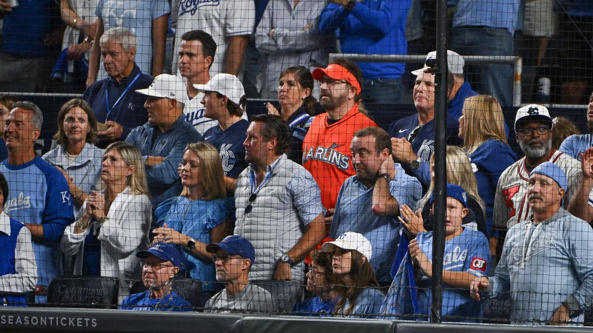 Marlin Man watches the New York Yankees and the Kansas City Royals play during Game 3 of the American League Division Series on Wednesday, Oct. 9, 2024, at Kauffman Stadium.