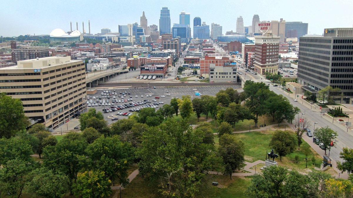 Washington Square Park, 100 E. Pershing Rd. is 5-acre park located east of Union Station and north of Crown Center. The location is being discussed as a possible site for a Kansas City Royals downtown stadium.