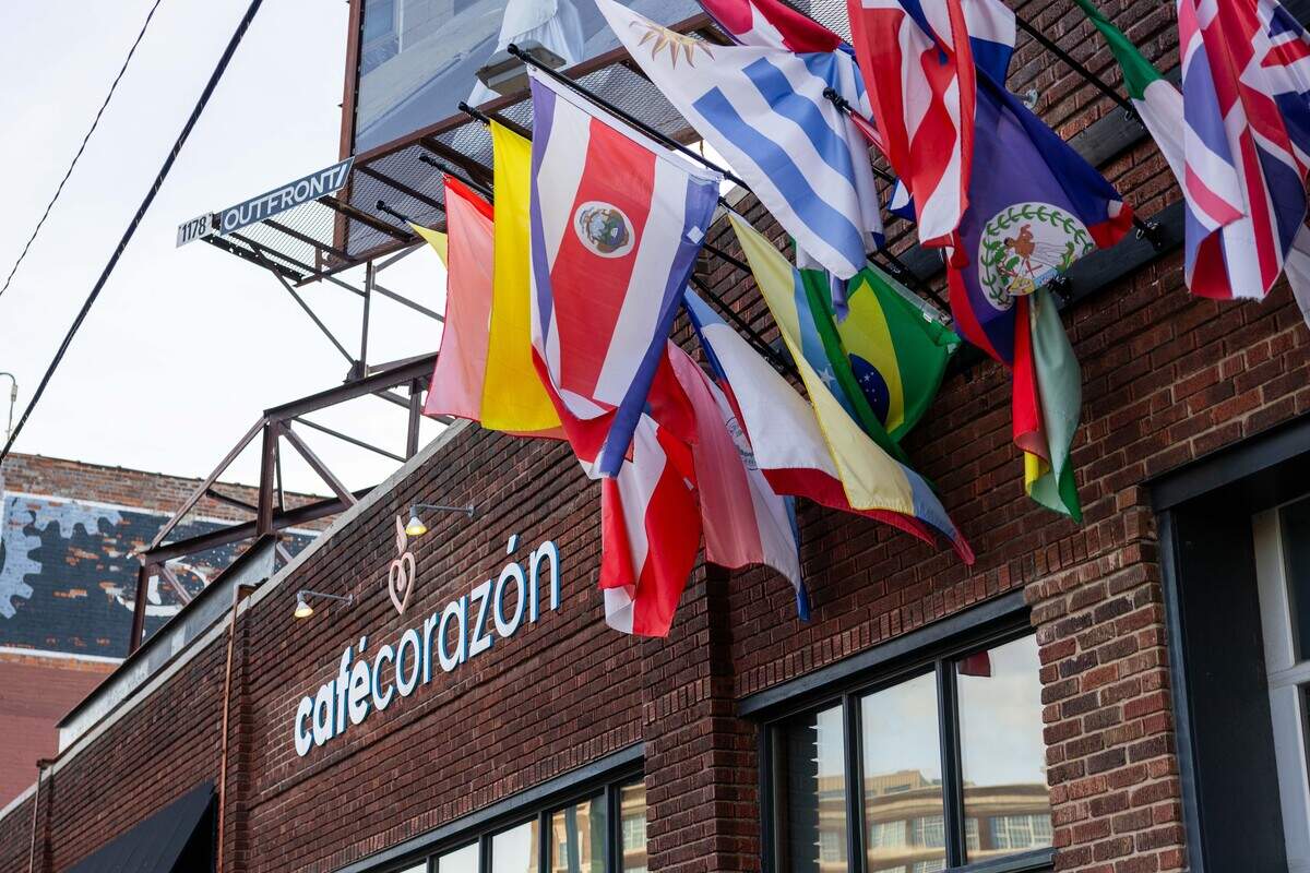 Café Corazón on Southwest Boulevard welcomes visitors for the World Cup game between Algeria and Argentina, which was held in Kansas City, on Tuesday, June 16, 2026.