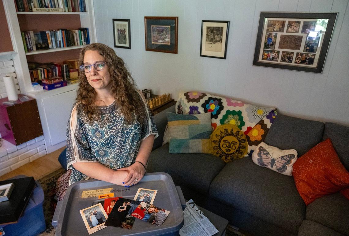 Laura Beth Mahoney with photos of her marriage to ex-husband Justin Meier. In December, she with daughter Lilly Meier revealed that the pastor had lived a lifetime of lies. “I don’t want it to seem like I have a vendetta or, like, it’s out of anger or bitterness for the situation” Lilly Meier said. “He literally destroyed people’s lives.”