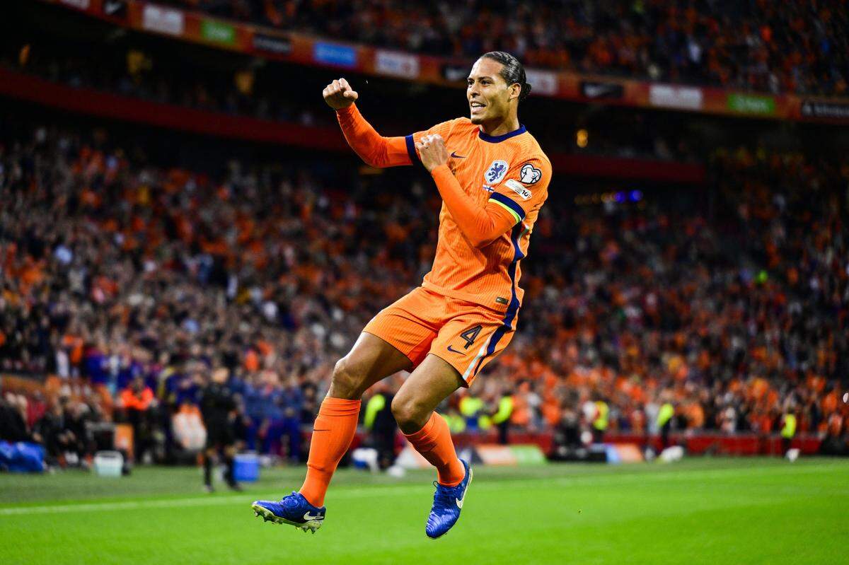 Netherlands defender Virgil van Dijk wore the team’s orange kit in October at a FIFA World Cup match in October in Amsterdam.