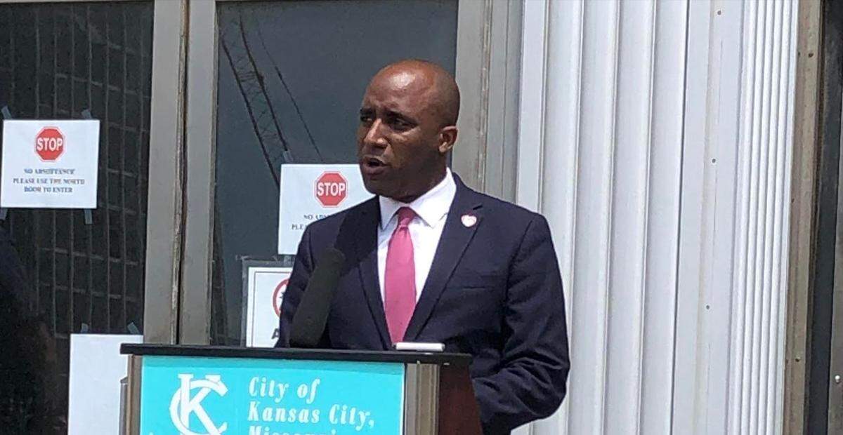 Kansas City Mayor Quinton Lucas spoke Sunday at a news conference at City Hall. The city announced an 8 p.m. curfew for the Country Club Plaza, Westport and downtown business districts.
