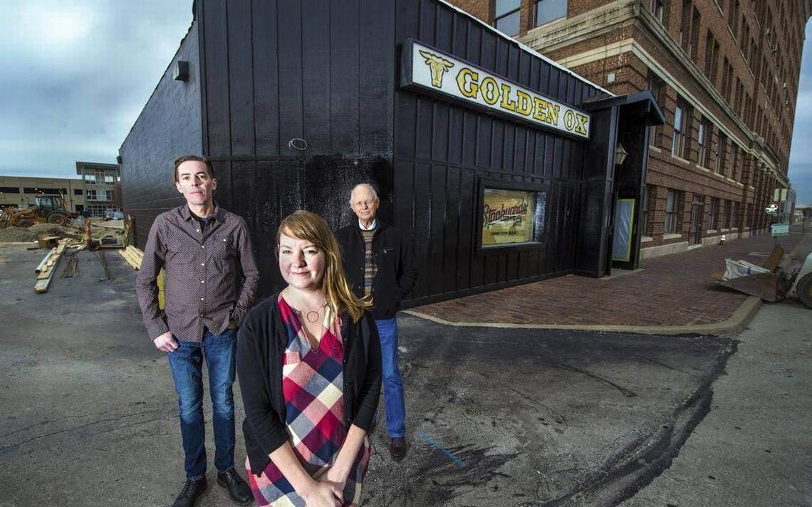 The new Golden Ox is run by Wes Gartner (left) and Jill Myers. Their landlord, Bill Haw, said "it is going to be a huge addition to the Stockyards." They're standing in front of the former space, which is now occupied by Stockyards Brewing Co.