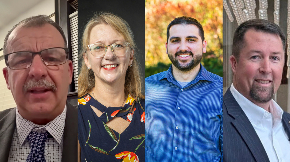 From left, Jeffery Jewell, Sarah Wimberley, Zachary Harmon-McLaughlin and Justin Durham are running for the Independence school board.