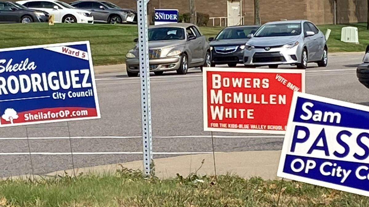 Three Blue Valley school board candidates, Christine White, Jim McMullen and Kaety Bowers, ran as a slate of candidates, although White dropped out of the race.