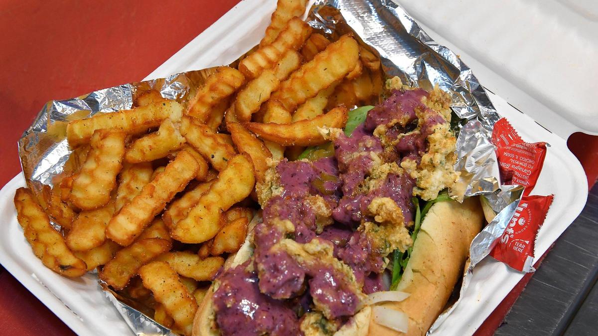 From Opal N Blues comes the Alicia D Po Boy Sandwich, that includes fried oyster mushrooms and fries. The restaurant, located at 3202 E. 27th St., is open for breakfast, lunch and dinner.