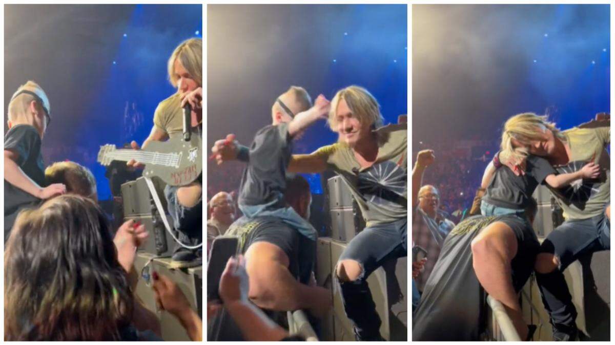 Kellen Hammock, 6, shared a heartfelt moment with country music star Keith Urban during a concert in Peoria, Illinois.