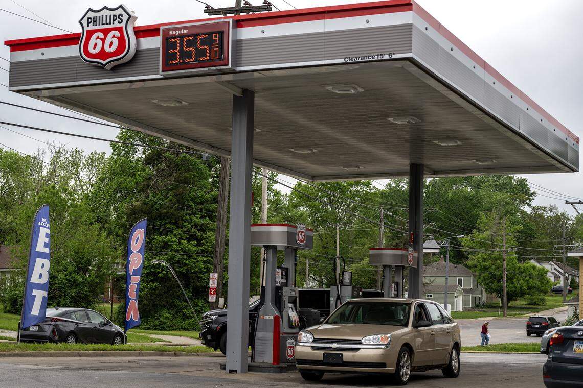 The Phillips 66 gas station at 756 County Line Rd., is pictured on Thursday, April 23, 2026, in Kansas City, Kansas.