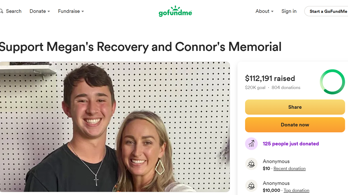 The GoFundMe set up for the family of Connor Barba and his mother Megan Barnett, who were involved in a tragic car wreck en route to a Chiefs game last Saturday, Barba was killed, and his mother was hospitalized.