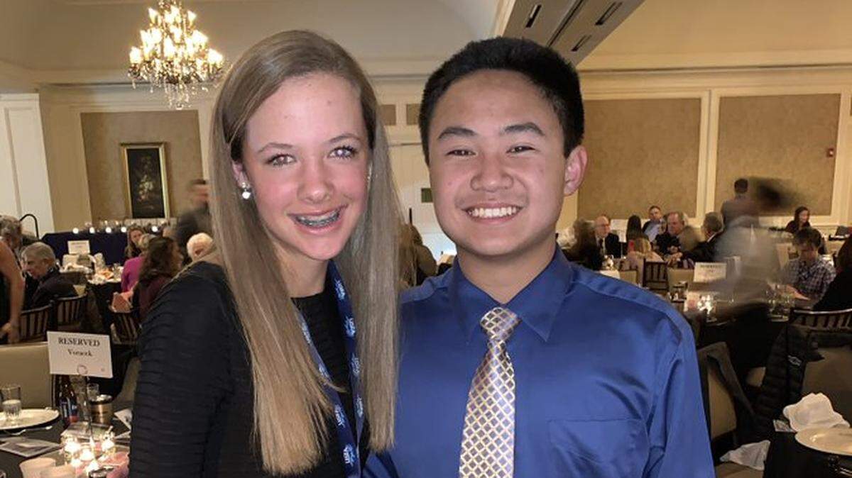 Blue Springs South High’s Sean Nguyen, right, won the Junior Male Sportsmanship Award while classmate Sumerlyn Vorachek won the Junior Female Sportsmanship and Emerging Player of the Year awards from the USTA Heart of America last fall.