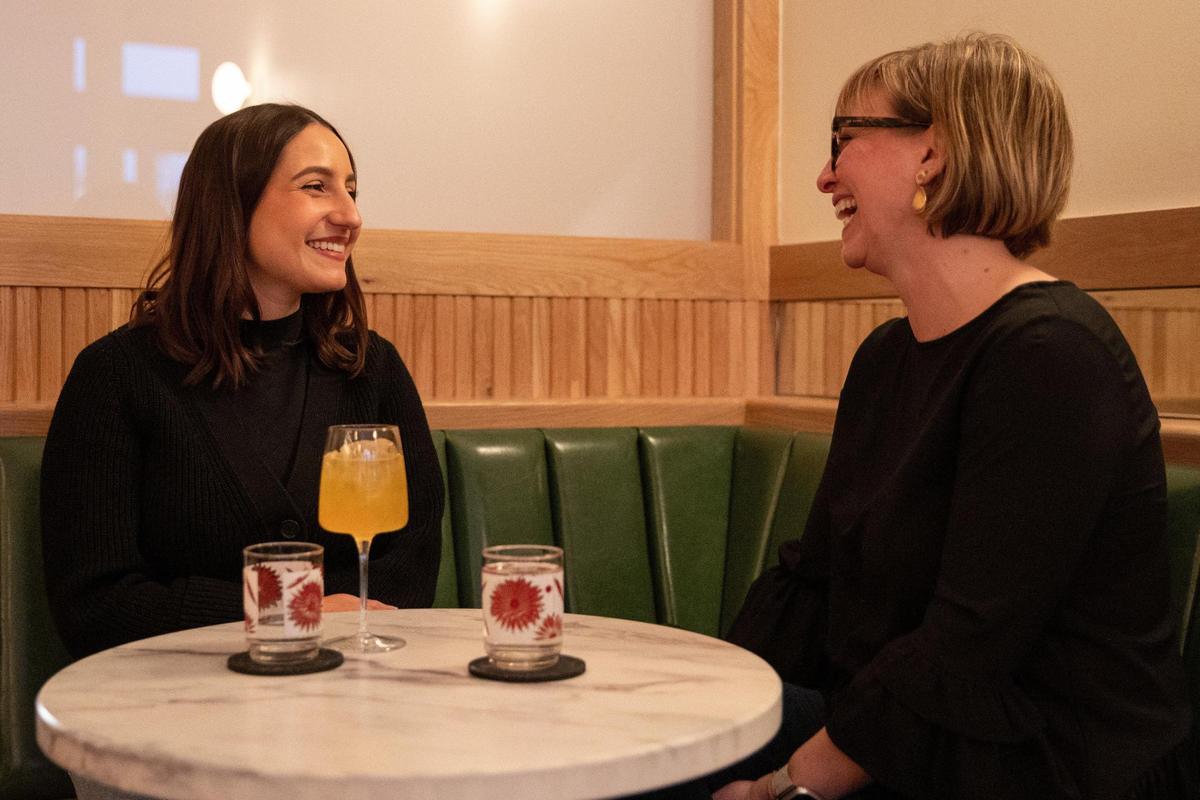 Julia Wallis of Shawnee (left) and Maggie Goss of Kansas City enjoying drinks at the recently opened Fern Bar, 2041 Broadway Blvd.