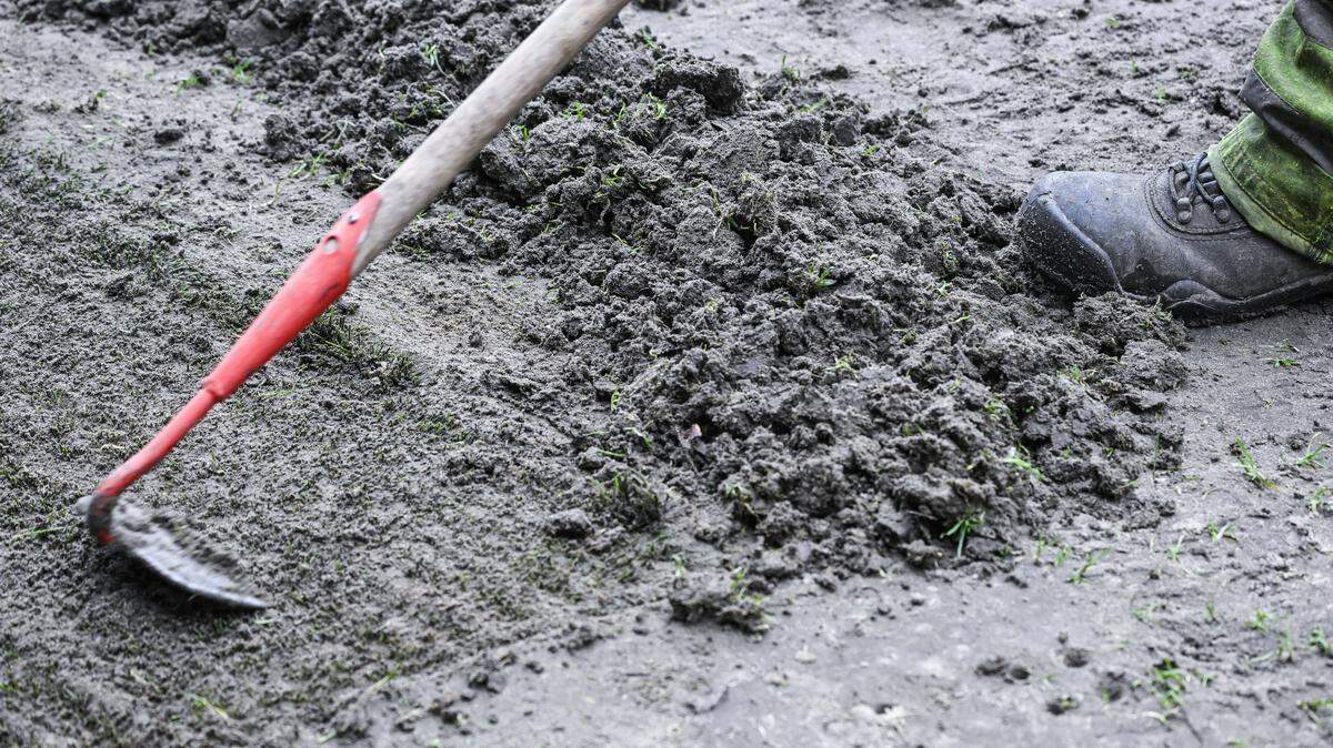 A pile of mud being dug.