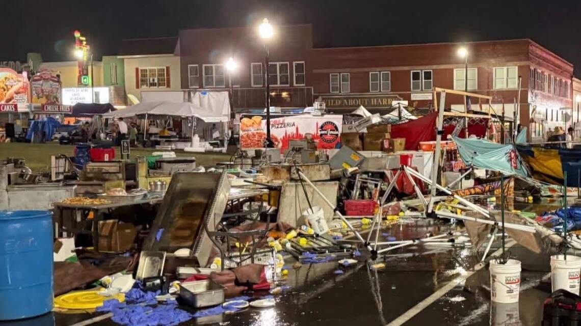 ‘Like a tornado.’ Storm mangles vendor area at Independence’s SantaCaliGon fest