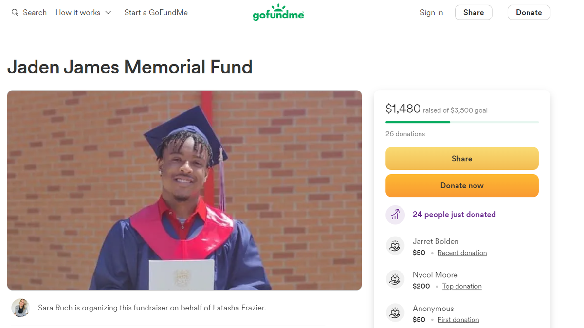 Loved ones are raising money for the family of 21-year-old Jaden James, who was fatally shot on Nov. 28, 2023, in Kansas City with an AR-style weapon.