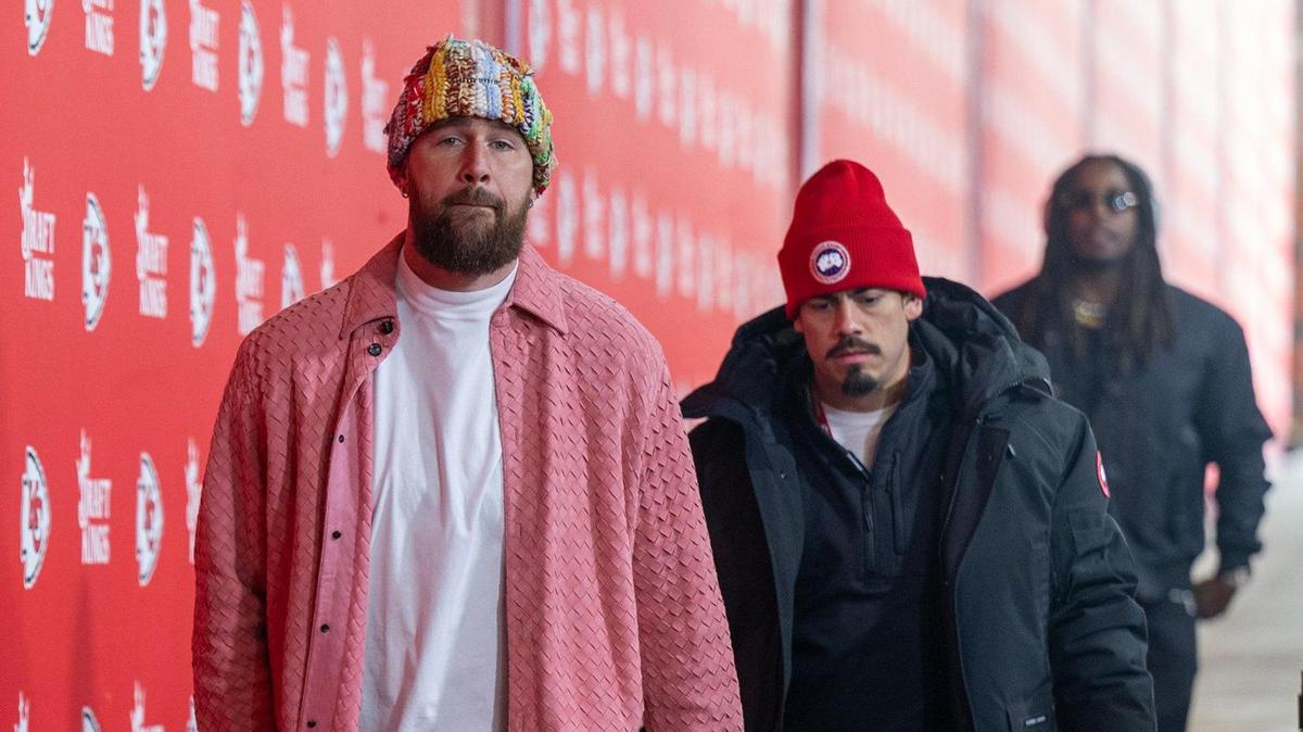 arrives for the Kansas City Chiefs game against the Houston Texans during the AFC Divisional Round playoff game on Saturday, Jan. 18, 2025, at GEHA Field at Arrowhead Stadium.