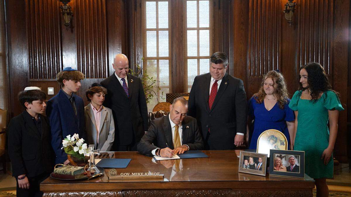 Original Facebook caption, April 23, 2026: Antisemitism has no place in Missouri, especially in our classrooms. Today, I signed House Bill 2061 to stand up for safety, dignity, and the fundamental right of every student to learn free from hate.
