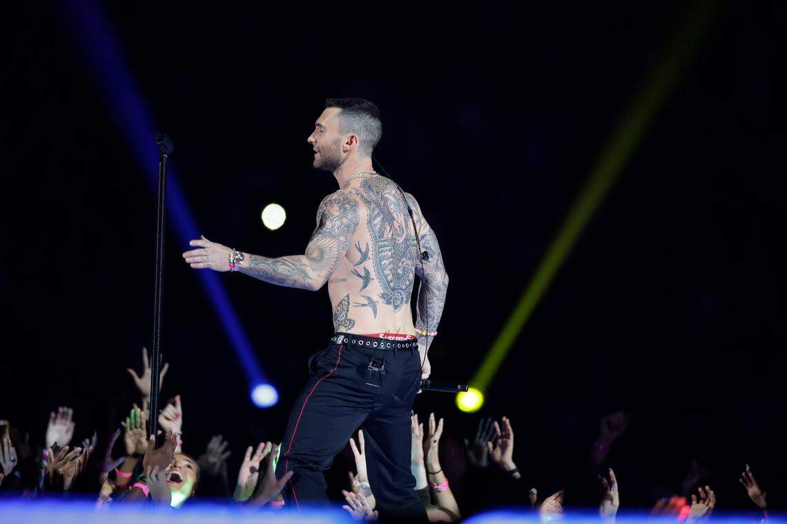 Adam Levine at the Super Bowl.