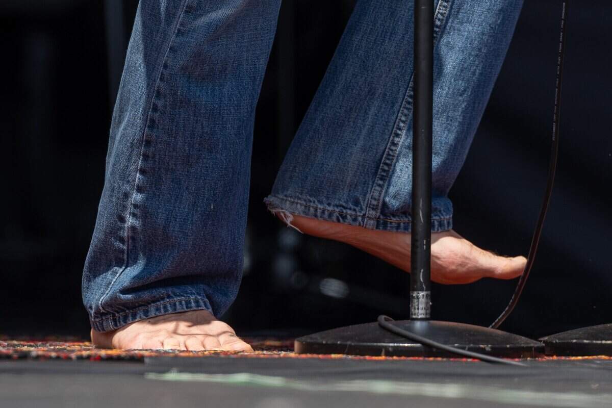 All American Rejects Lead Vocalist Tyson Ritter preforms barefoot on stage during their FIFA Fan Fest concert at Fan Fest on Saturday, July 11, 2026.
