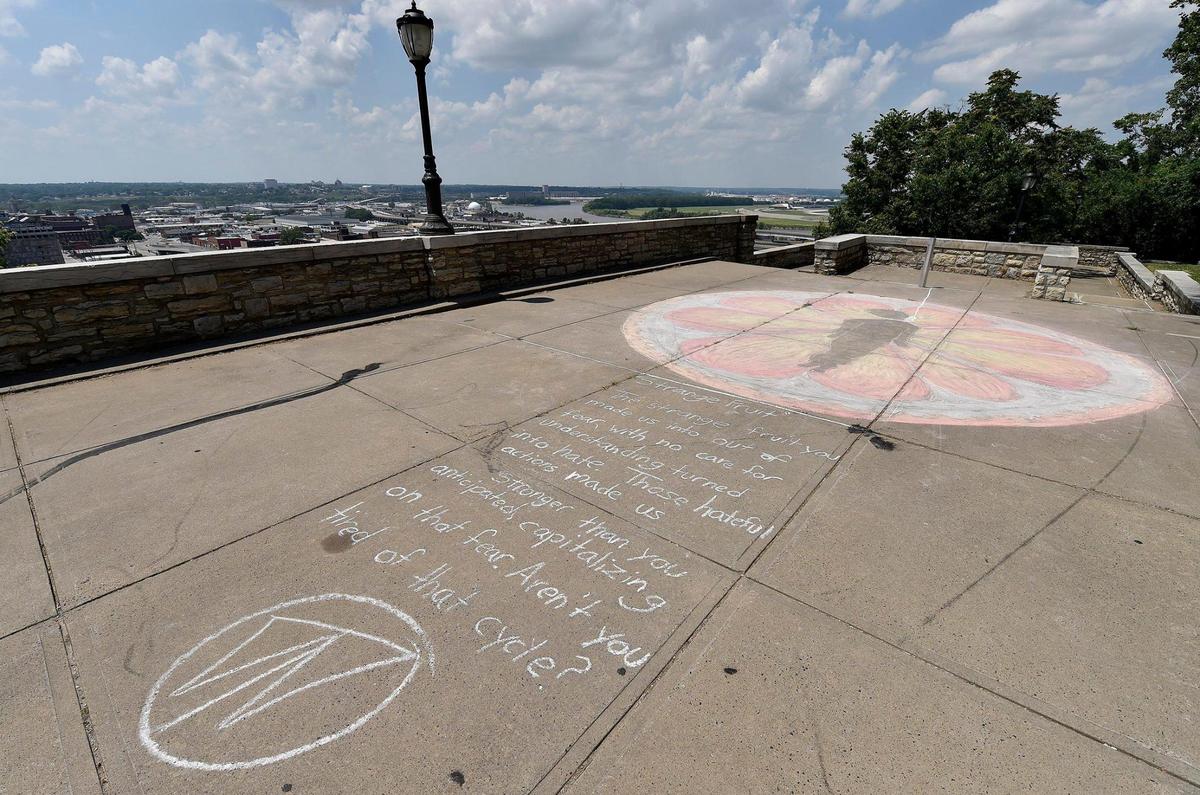 A drawing and message referring to a song recorded by Billie Holiday was at the site of a historical marker at 10th and Summit streets vandalized over the June 13 weekend. The memorial marker for Levi Harrington, a 23-year-old Black man killed by a white mob in 1882, was an effort to recognize the racial conflict and lynching.