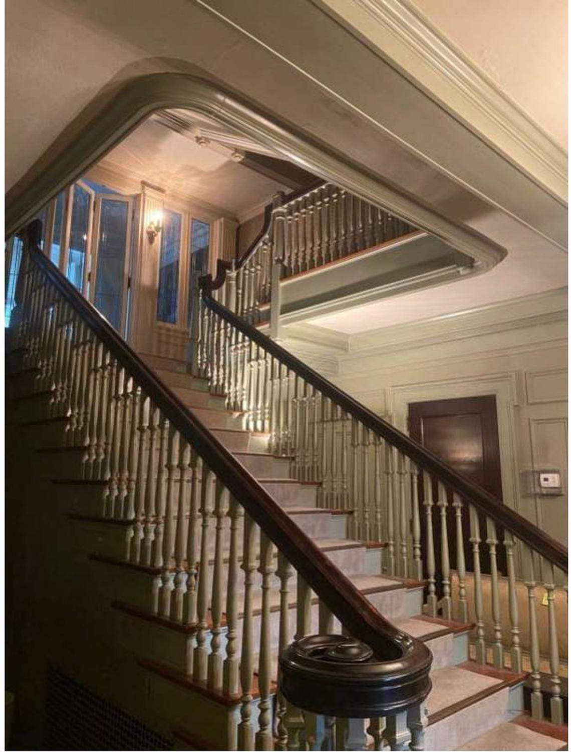 The grand center staircase of the home built in 1913 for George B. Richards of the Richards & Conover Hardware Co.
