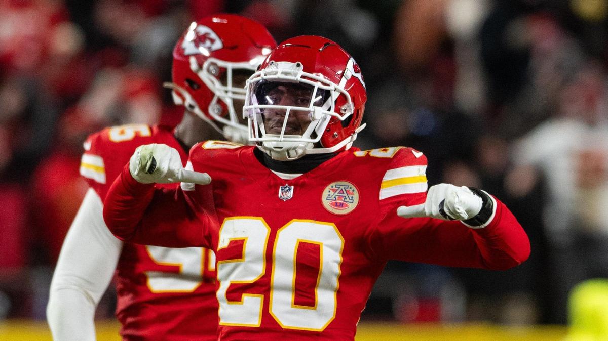 Kansas City Chiefs safety Justin Reid (20) celebrates a pass break up in the second half of the Chiefs AFC Divisional Round playoff game vs. the Houston Texans on Saturday, Jan. 18, 2025, at GEHA Field at Arrowhead Stadium.