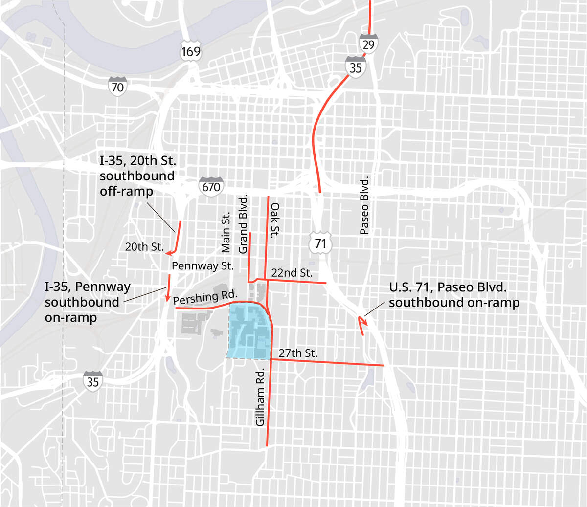 A recent study identified several potential stress points on highway interchanges and local streets. Source: Kimley-Horn