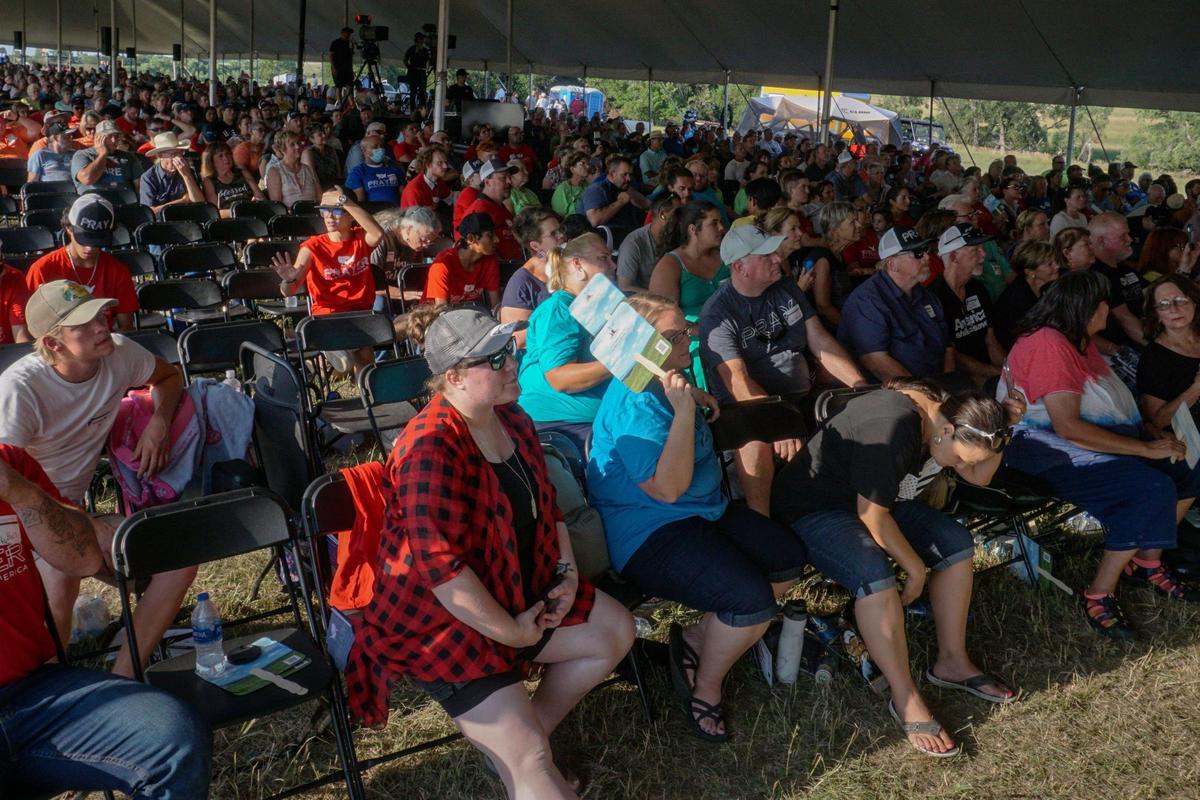 People from around the United States gathered for the Prayer at the Heart of America event, Friday, July 22, 2021, in Lebanon, Kasas. The event took place over 7 hours. Throughout the event speakers prayed for forgiveness and healing of America.