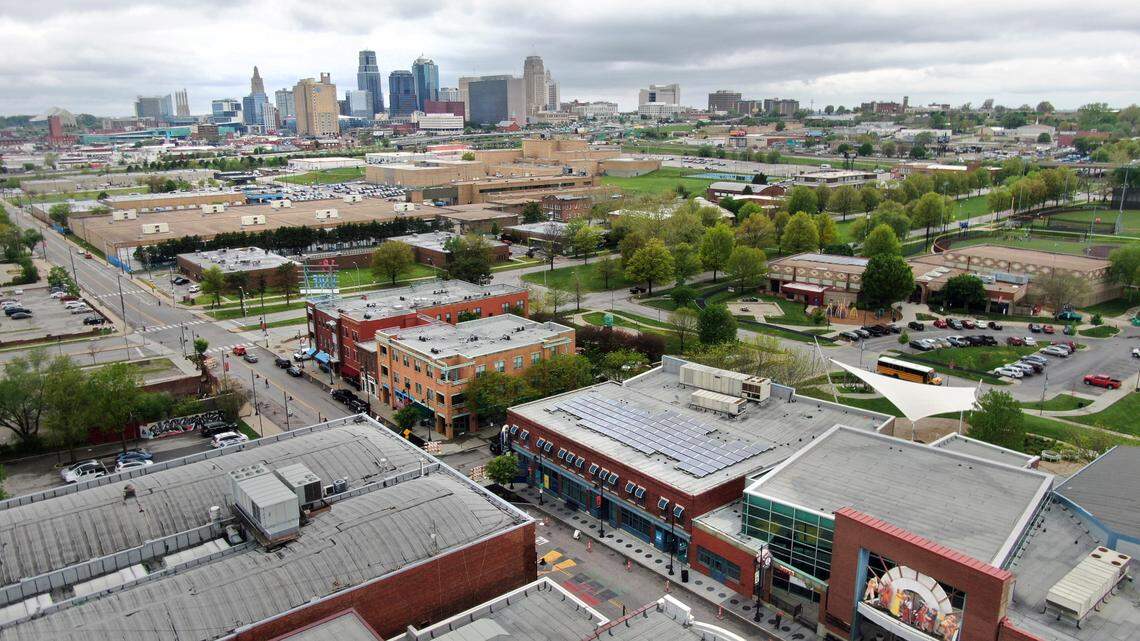The view looking northwest from the 18th & Vine Historic District in Kansas City. The area may see a building boom if the Kansas City Royals chose to locate a new stadium near the district.