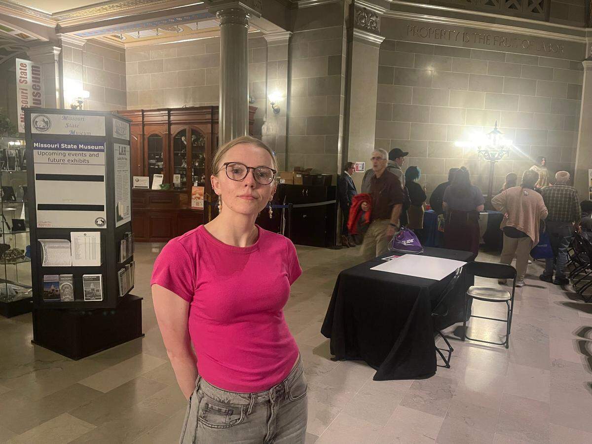Jaeda Roth, a 20-year-old from Kansas City, traveled to the Missouri Capitol on Wednesday to protest legislation that would overturn abortion rights in Missouri.