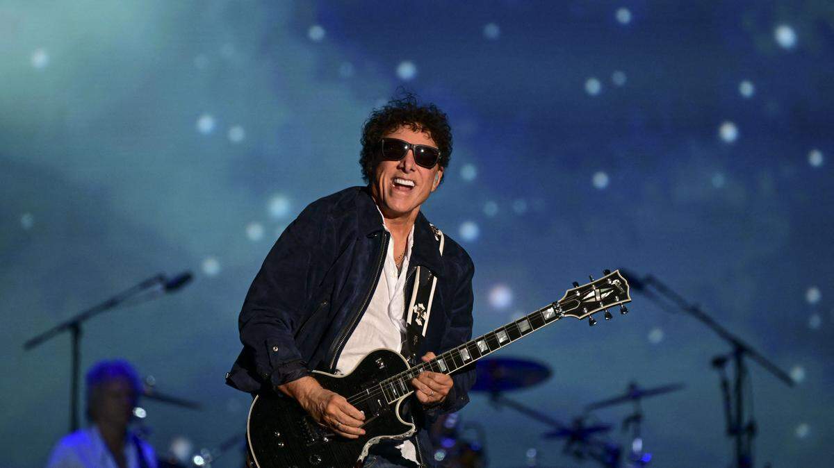 US guitarist Neal Schon from rock band Journey performs at the main stage of the Rock in Rio music festival at the Rio 2016 Olympic Park in Rio de Janeiro, Brazil, on September 15, 2024. (Photo by Mauro PIMENTEL / AFP) (Photo by MAURO PIMENTEL/AFP via Getty Images)