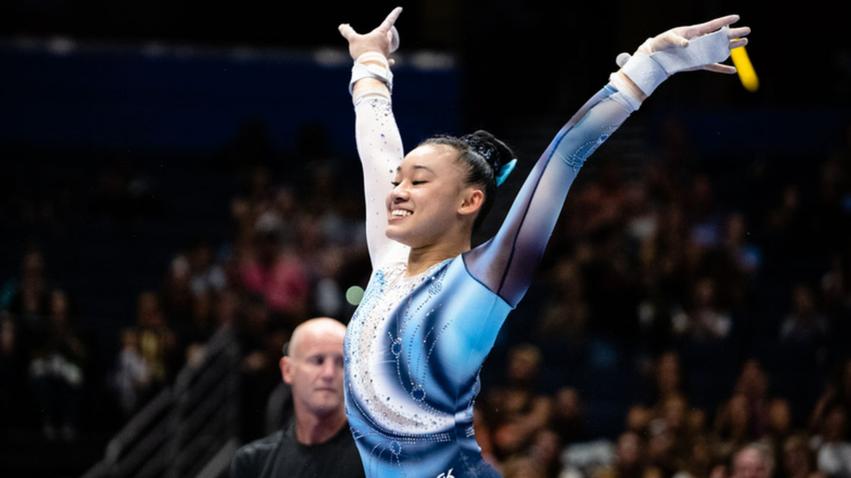 Leanne Wong, the Blue Valley High School graduate and GAGE gymnast coached by Al Fong in Blue Springs, took a share of the gold medal in the uneven bars at the U.S. Gymnastics Championships in Tampa.